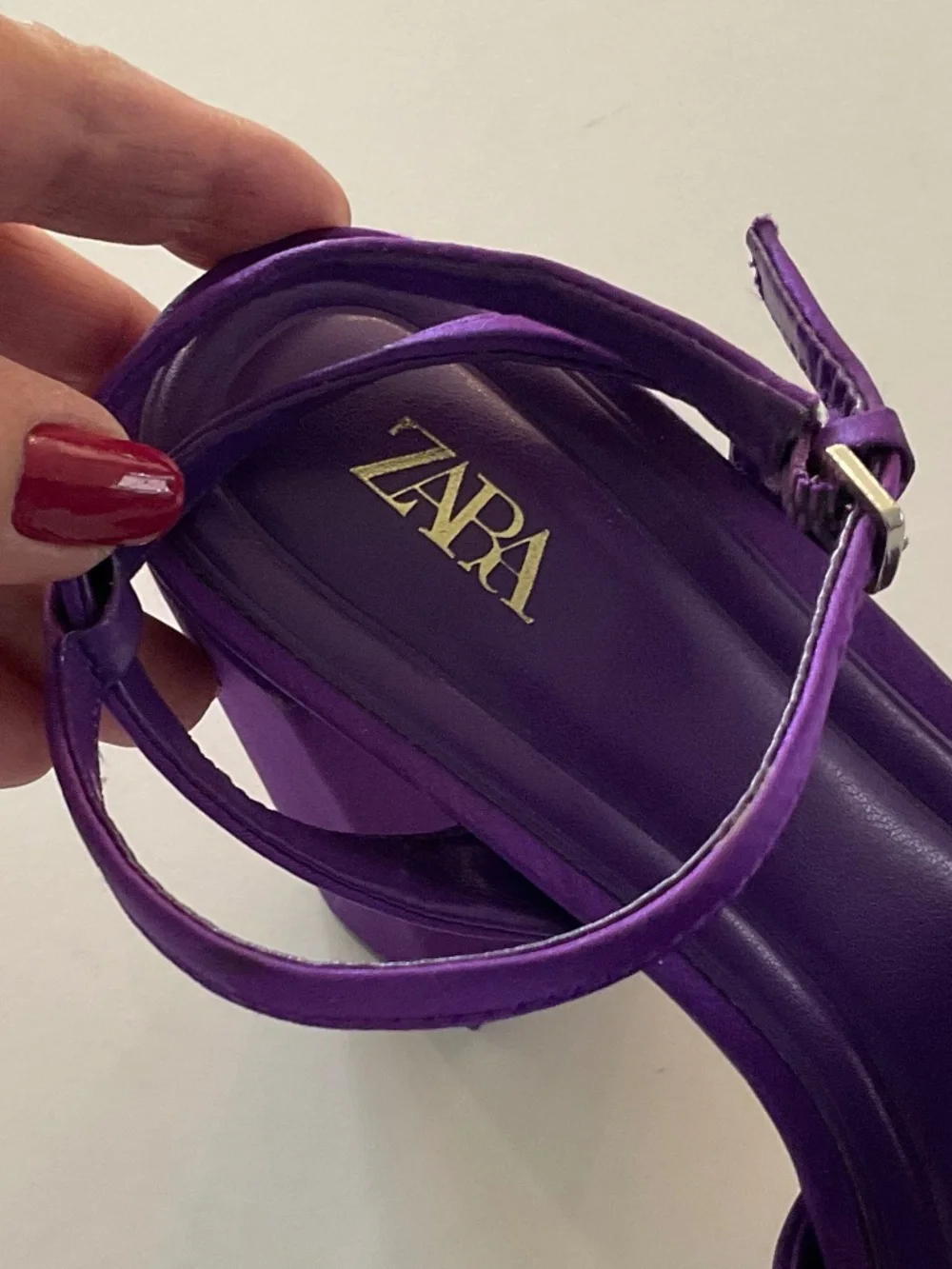 ZARA Platform Sandals in Purple Satin Size EU 37